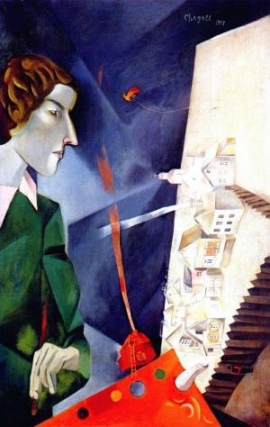 zeitgenössische kunst von Marc Chagall - Selbstporträt mit Palette