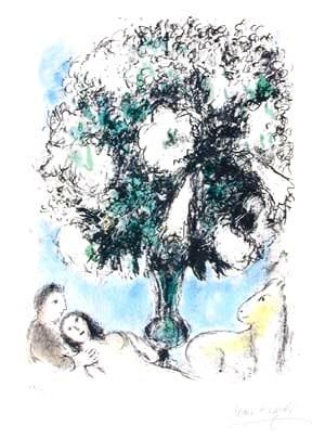 zeitgenössische kunst von Marc Chagall - Kleiner Lilienstrauß Lithographie