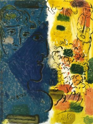 zeitgenössische kunst von Marc Chagall - Das blaue Gesicht