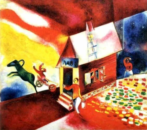 Marc Chagall Andere Malerei - Das brennende Haus