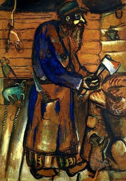 Marc Chagall Andere Malerei - The Butcher Old Man Gouache auf Papier