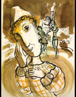 zeitgenössische kunst von Marc Chagall - Der Zirkus mit dem gelben Clown