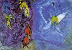 zeitgenössische kunst von Marc Chagall - Der Jacob-Traum