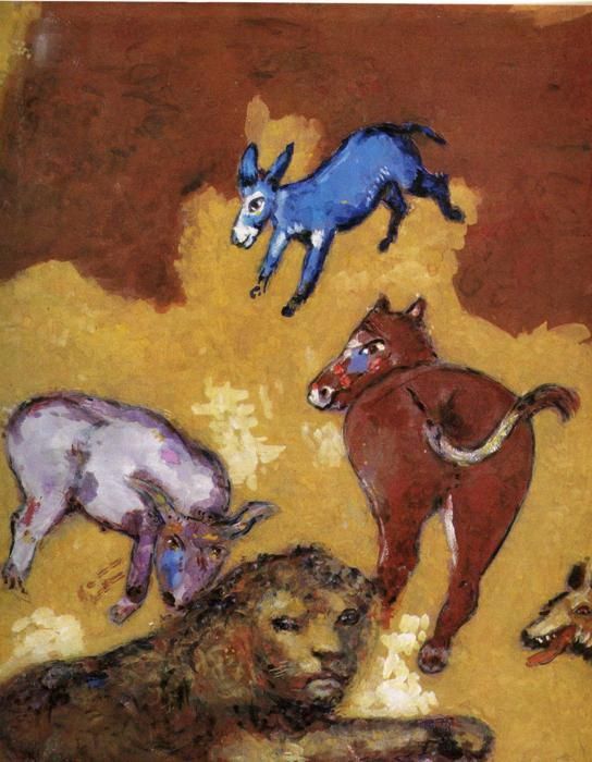 Marc Chagall Andere Malerei - Der Löwe ist alt geworden