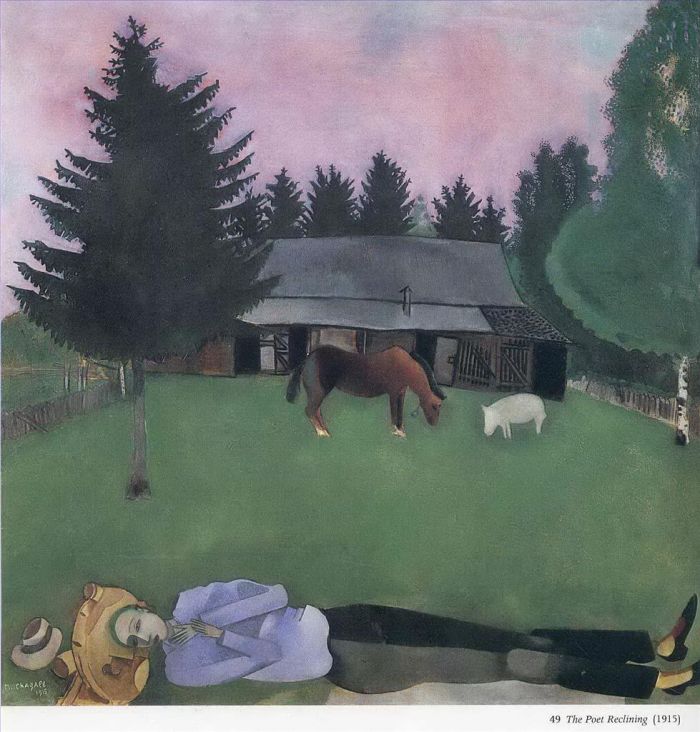 Marc Chagall Andere Malerei - Der liegende Dichter