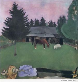 zeitgenössische kunst von Marc Chagall - Der liegende Dichter