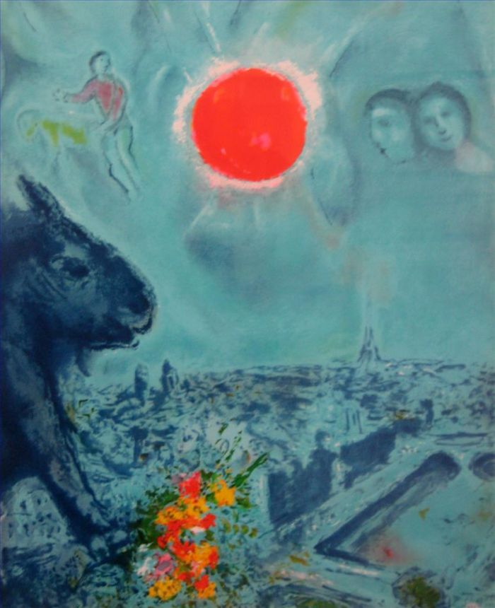 Marc Chagall Andere Malerei - Die Sonne über Paris