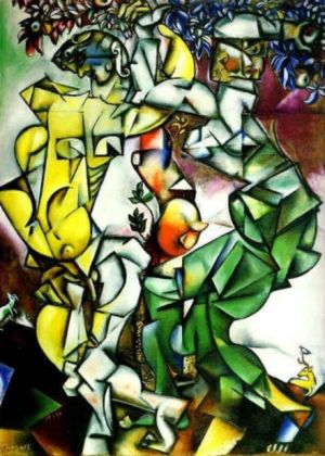 zeitgenössische kunst von Marc Chagall - Die Versuchung Adam und Eva