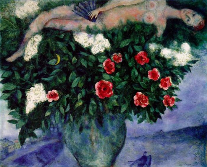 Marc Chagall Andere Malerei - Die Frau und die Rosen