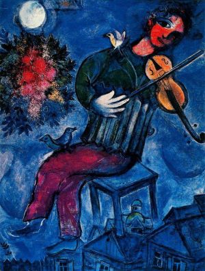 zeitgenössische kunst von Marc Chagall - Der blaue Geiger