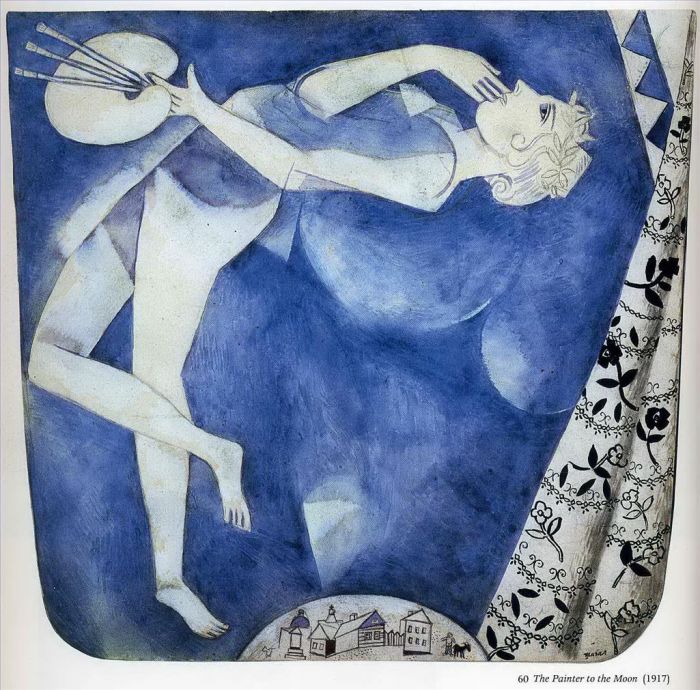 Marc Chagall Andere Malerei - Der Maler zum Mond