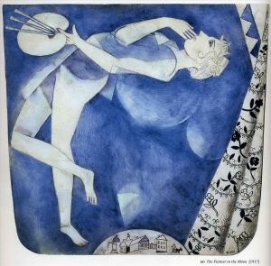 zeitgenössische kunst von Marc Chagall - Der Maler zum Mond
