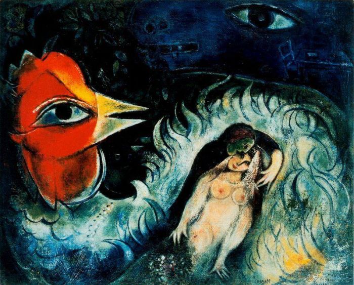Marc Chagall Andere Malerei - Der verliebte Hahn