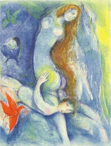Marc Chagall Andere Malerei - Dann verbrachte er die Nacht bei ihr