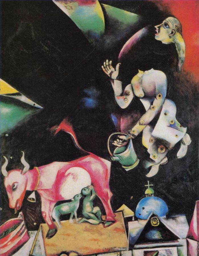 Marc Chagall Andere Malerei - Nach Russland mit Eseln und anderen