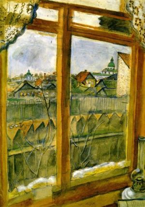 zeitgenössische kunst von Marc Chagall - Blick aus einem Fenster