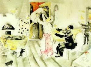 zeitgenössische kunst von Marc Chagall - Besuch bei den Großeltern