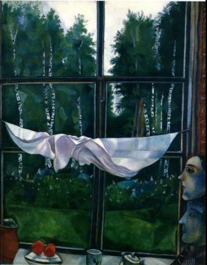 zeitgenössische kunst von Marc Chagall - Fenster auf dem Land