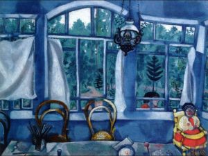zeitgenössische kunst von Marc Chagall - Fenster über einem Garten