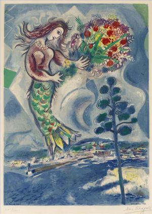 zeitgenössische kunst von Marc Chagall - Schönheit auf dem Meer