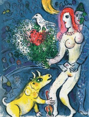 zeitgenössische kunst von Marc Chagall - Akt in Armen