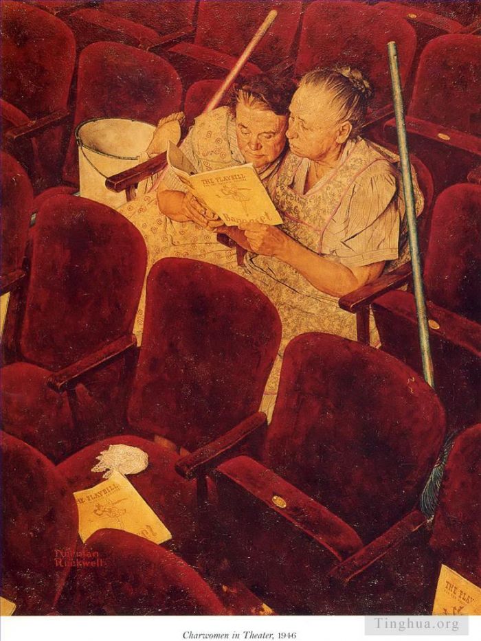 Norman Rockwell Ölgemälde - Putzfrauen im Theater 1946