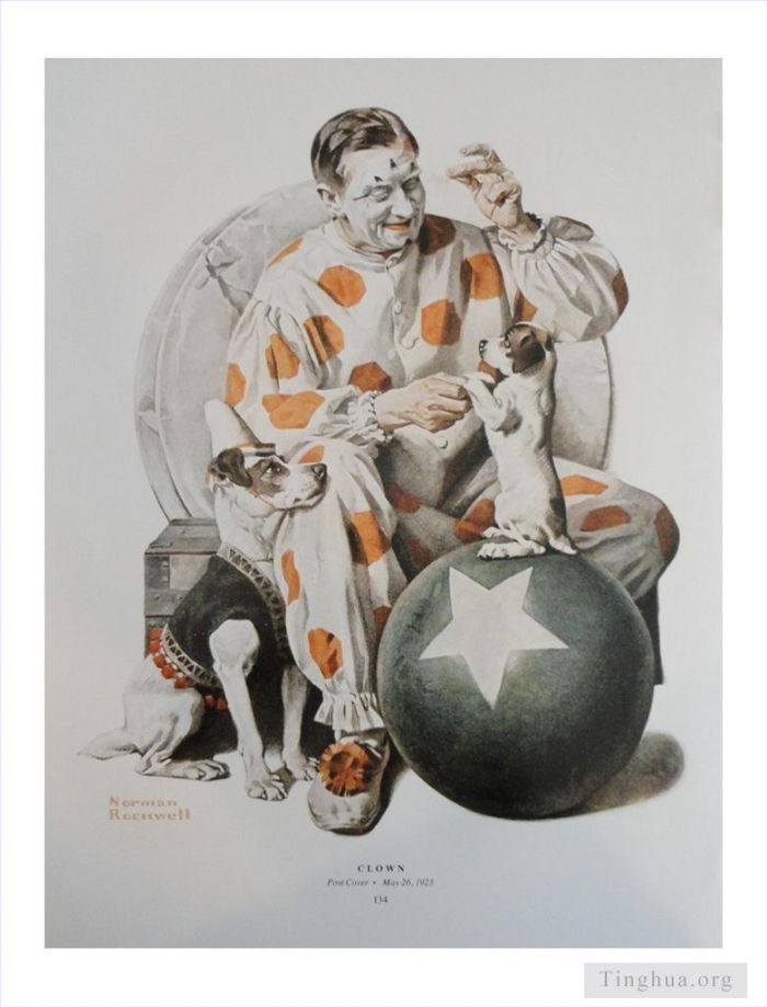 Norman Rockwell Andere Malerei - Clown-Trainingshunde