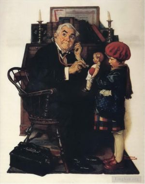 zeitgenössische kunst von Norman Rockwell - Arzt und Puppe