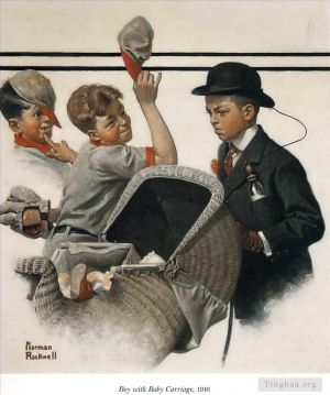 zeitgenössische kunst von Norman Rockwell - Junge mit Kinderwagen 1916
