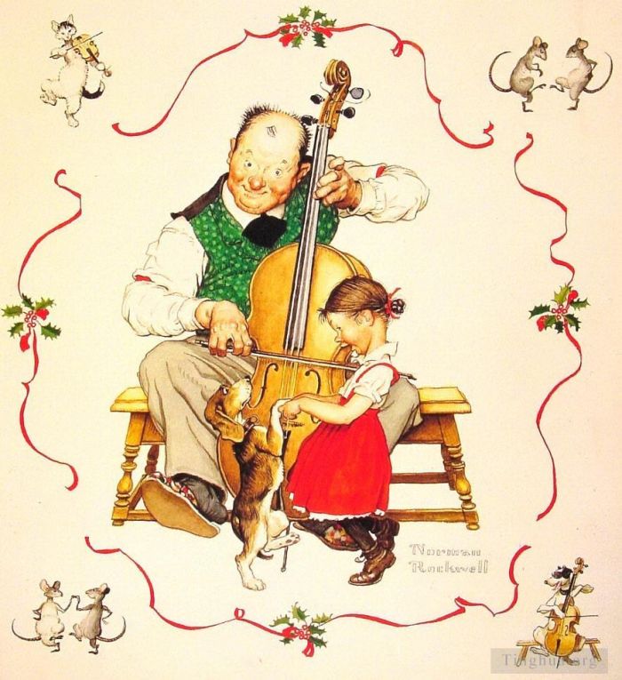 Norman Rockwell Andere Malerei - Weihnachtstanz 1950