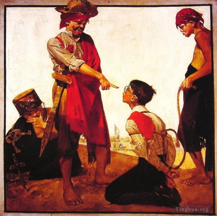 Norman Rockwell Andere Malerei - Cousin Reginald spielt Piraten 1917