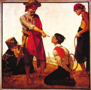 zeitgenössische kunst von Norman Rockwell - Cousin Reginald spielt Piraten 1917