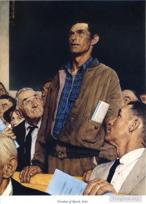 zeitgenössische kunst von Norman Rockwell - Meinungsfreiheit 1943
