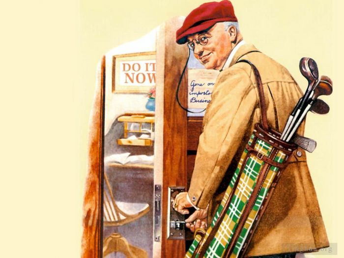 Norman Rockwell Andere Malerei - Golf