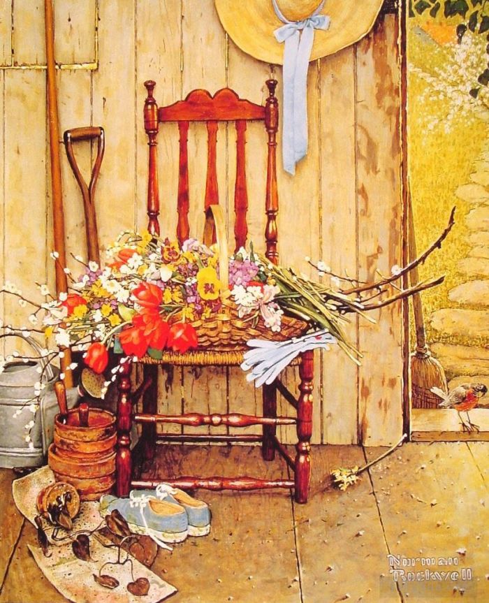 Norman Rockwell Andere Malerei - Frühlingsblumen 1969
