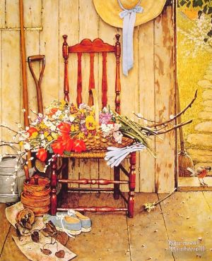 zeitgenössische kunst von Norman Rockwell - Frühlingsblumen 1969