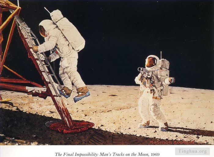 Norman Rockwell Andere Malerei - Die Spuren der letzten Unmöglichkeit auf dem Mond