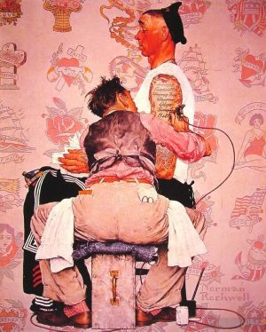 zeitgenössische kunst von Norman Rockwell - Der Tätowierer 1944
