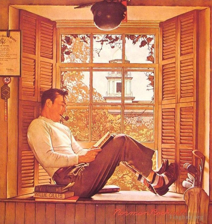Norman Rockwell Andere Malerei - Willie Gillis im College 1946