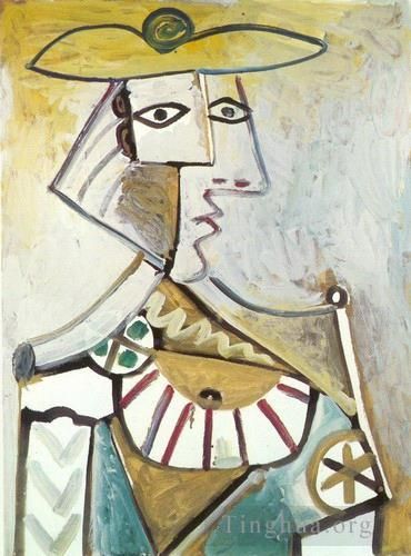 Pablo Picasso Ölgemälde - Buste au chapeau 1971