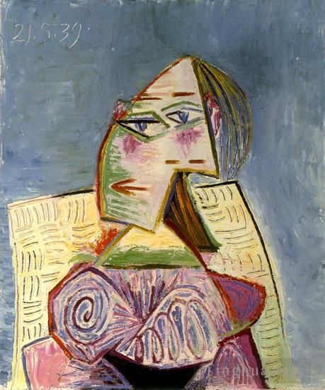 Pablo Picasso Ölgemälde - Büste einer Frau im Kostüm violett 1939