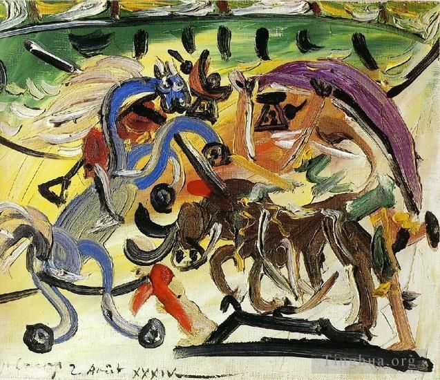 Pablo Picasso Ölgemälde - Courses de Taureaux Corrida 4 1934