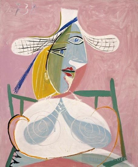 Pablo Picasso Ölgemälde - Femme assise au chapeau de paille 1938