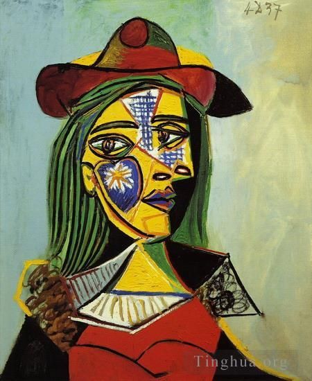 Pablo Picasso Ölgemälde - Femme au chapeau et col en fourrure 1937