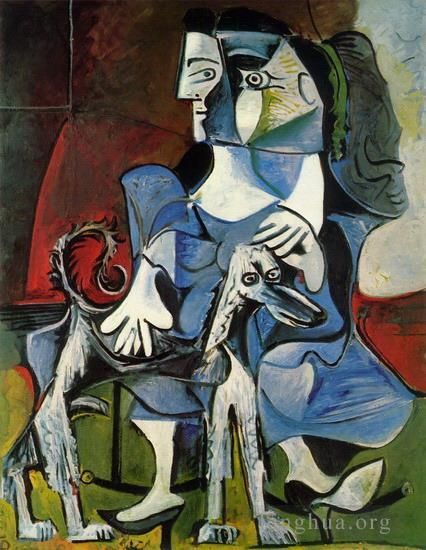 Pablo Picasso Ölgemälde - Die Frau des Kindes Jacqueline mit Kaboul 1962