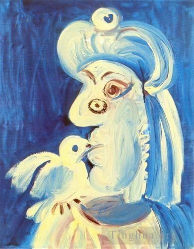 Pablo Picasso Ölgemälde - Femme et l'oseau 1971