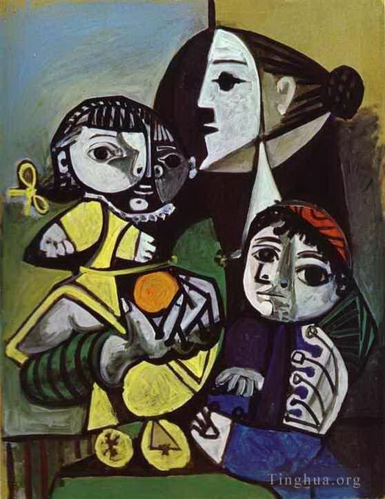 Pablo Picasso Ölgemälde - Francoise Claude und Paloma 1951