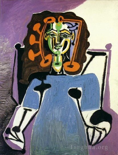 Pablo Picasso Ölgemälde - Françoise assistiert im blauen Gewand 1949
