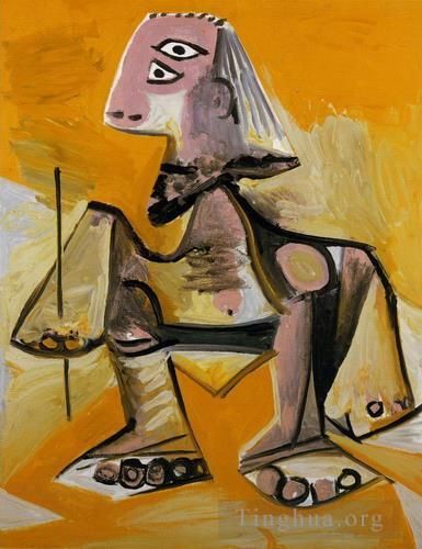Pablo Picasso Ölgemälde - Homme accroupi 1971