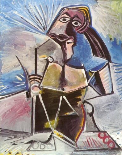 Pablo Picasso Ölgemälde - Homme assistis 1971